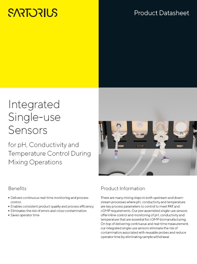 Integrirani jednokratni senzori za pH, vodljivost i kontrolu temperature tijekom operacija miješanja - Sartorius Libra Elektronik