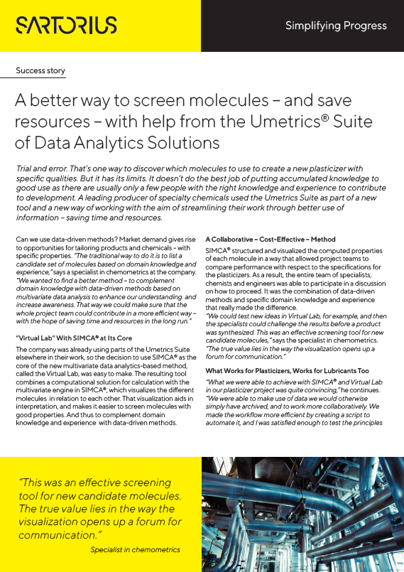 Uspješna priča: Bolji način za praćenje molekula uz pomoć Umetrics® programa - Sartorius Libra Elektronik