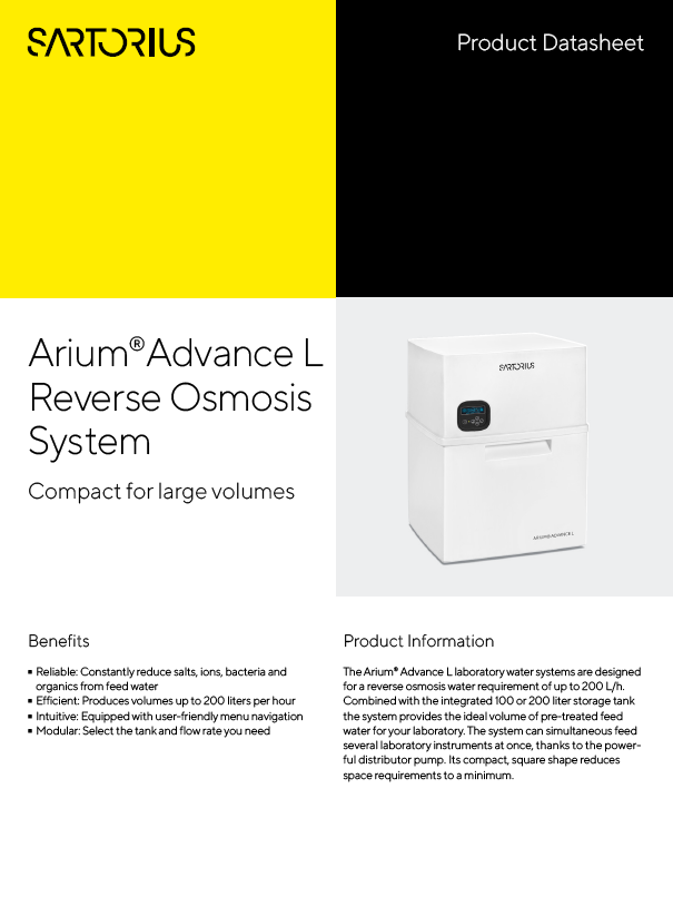 Arium® Advance L sustav s reversnom osmozom - Sartorius Libra Elektronik