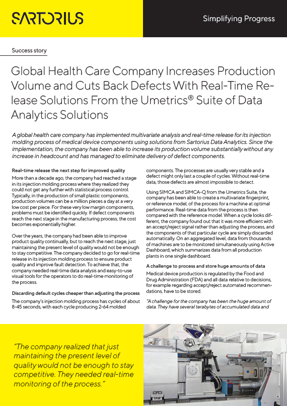 Uspješna priča: Globalna zdravstvena tvrtka povećala proizvodnju uz pomoć Umetrics® analitičkih rješenja - Sartorius Libra Elektronik