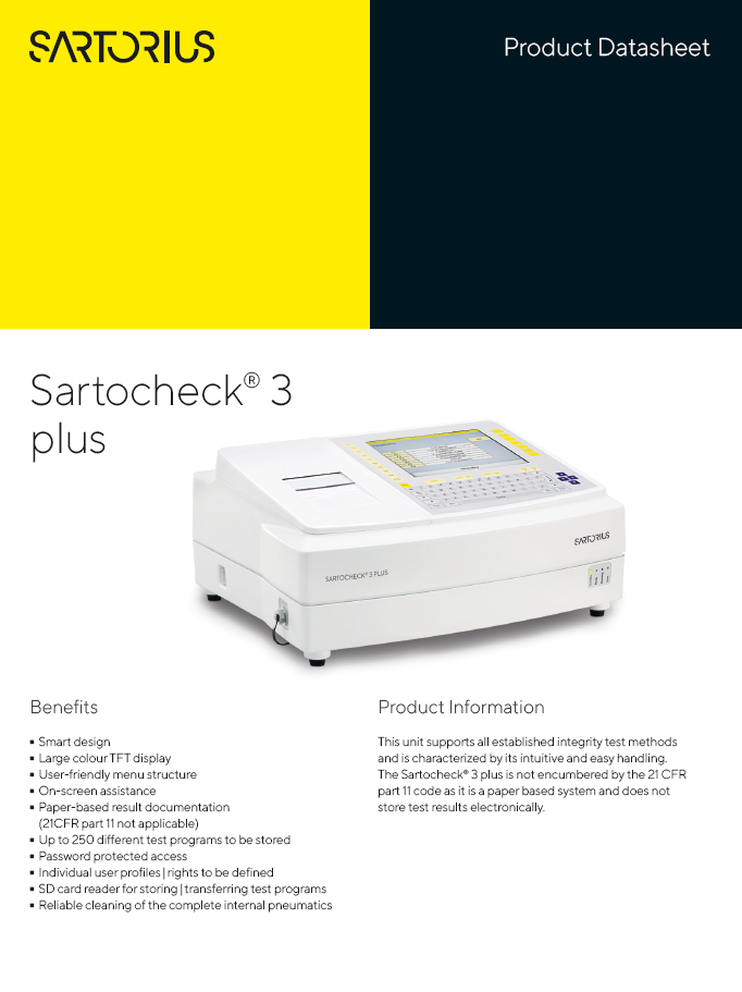Sartocheck® 3 Plus za ispitivanje integriteta filtera - Sartorius Libra Elektronik