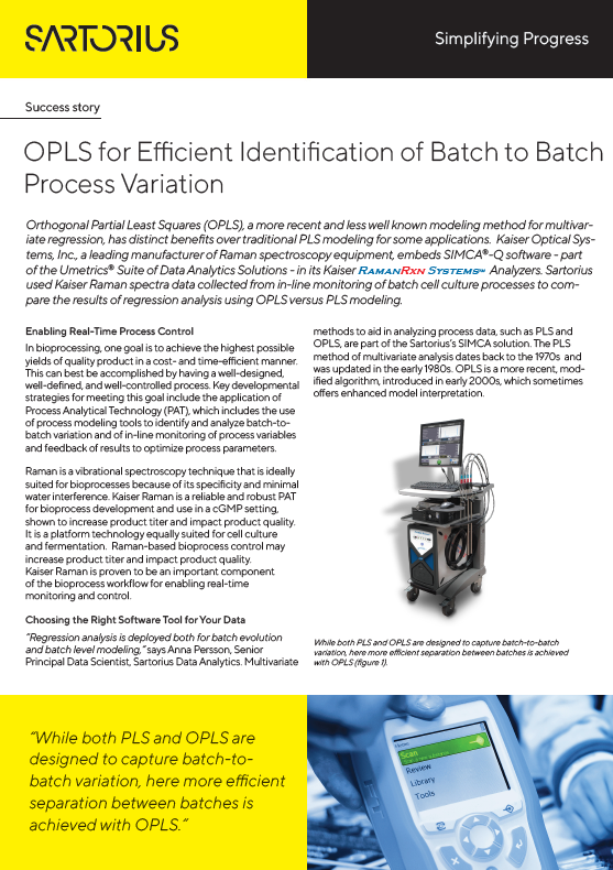 Uspješna priča: OPLS za učinkovitu identifikaciju varijacija serijskog procesa - Sartorius Libra Elektronik